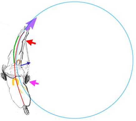 Drive the hindleg under and towards/across the midline. Position to the inside at the poll. Drop the outside rein completely